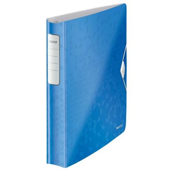 Gyűrűs könyv, 4 gyűrű, D alakú, 52 mm, A4, PP, LEITZ  Active Wow  kék